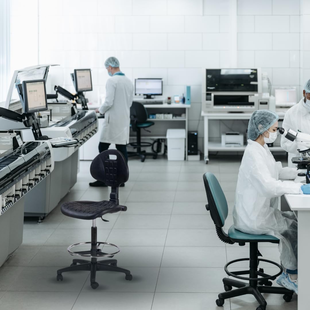 Topsit IND102 – Ergonomischer Arbeitsstuhl & Bürohocker | Höhenverstellbar, Rückenlehne & Fußring, Leicht zu reinigen
