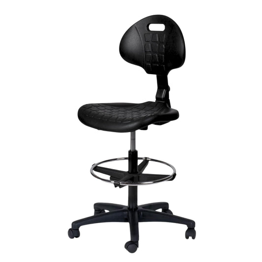 Topsit IND102 – Ergonomischer Arbeitsstuhl & Bürohocker | Höhenverstellbar, Rückenlehne & Fußring, Leicht zu reinigen
